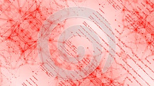 Scrolling programing code in digital space. cyber space technology background.