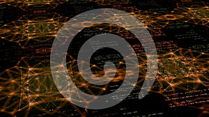 Scrolling programing code in digital space. cyber space technology background.