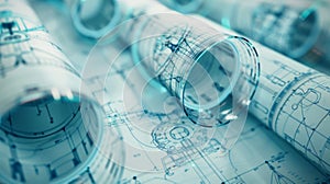 A Collection of Technical Blueprints. AI generated