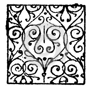 Scrollwork Damaskeening is decorative patterning, vintage engraving