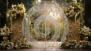 scrollwork gold gates