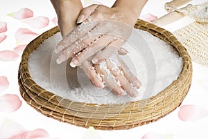 Scrub hands with salt