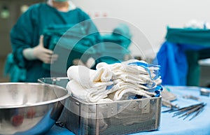 Scrub nurse prepare medical instruments