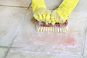 Scrubbing the floor photo