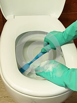 Scrubbing toilet photo