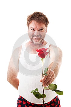 Scruffy Guy with Single Rose photo