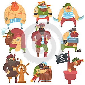 Scruffy Pirates Cartoon Characters Set