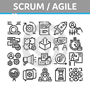 Scrum Agile Collection Elements Vector Icons Set