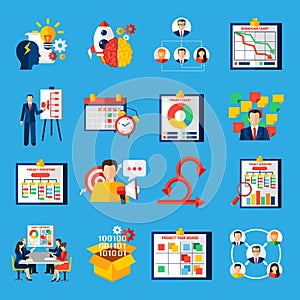 Scrum Agile Development Flat Icons Set