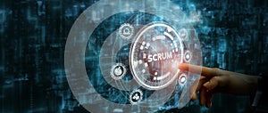 SCRUM, agile development methodology concept. Task sprint teamwork methodology.
