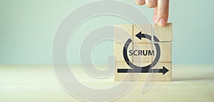 SCRUM, agile development methodology concept. Task sprint teamwork methodology.