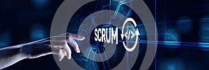 Scrum agile software development project management methodology business technology concept