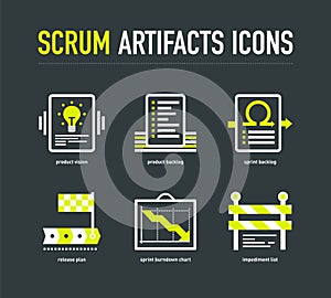 Scrum artifacts icons photo