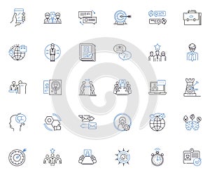 Scrum methodology line icons collection. Sprint, Agile, Backlog, Daily, Retrospective, Planning, Stand-up vector and