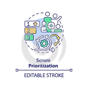 Scrum prioritization multi color concept icon