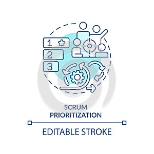 Scrum prioritization soft blue concept icon