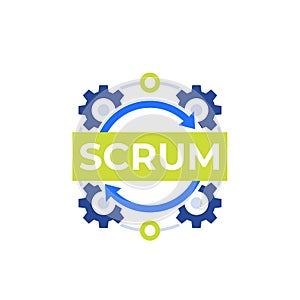 Scrum process, development methodology vector icon