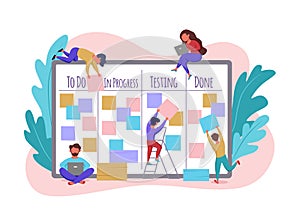 Scrum task board, agile project management vector illustration