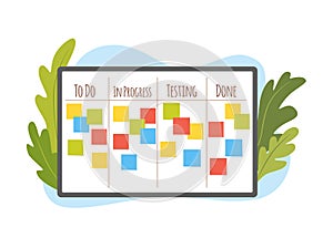 Scrum task board, agile project management vector illustration