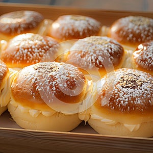 Scrumptious bun filled with Hokkaido fresh milk cream, topped delicately