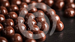 Scrumptious Chocolate Candy Balls on Dark Background for Gourmet Snacking