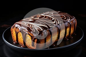 Scrumptious homemade nutella swirl pound cake displayed on a beautiful white plate