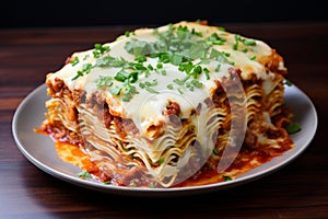 Scrumptious Ramen lasagna food on table. Generate Ai photo