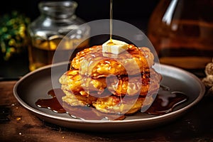 Scrumptious stack of Golden Corn Fritters exquisitely prepared