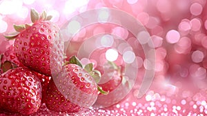 Scrumptious strawberry ice cream on defocused background, ideal for creative text placement photo