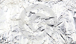Scrunched shiny aluminum foil surface