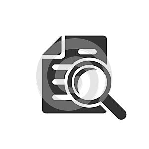 Scrutiny document plan icon in flat style. Review statement vector illustration on white isolated background. Document with