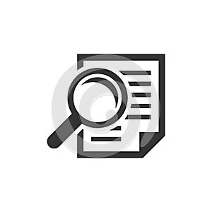 Scrutiny document plan icon in flat style. Review statement vector illustration on white isolated background. Document with