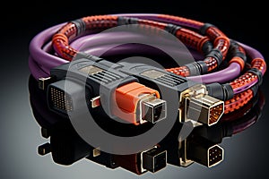 SCSI Cable on Black background