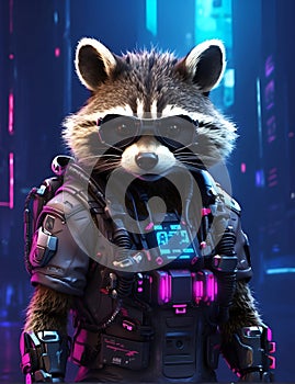 Scuba Byte A Raccoon Rebel\'s Code in Cyberpunk Chaos