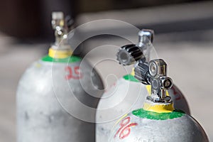 Scuba dive tanks on boat