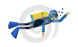 Scuba diver equipment water sport activity vacation leisure vector illustration.