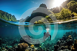 Scuba Diver Exploring the Clear ocean Waters. Generative AI