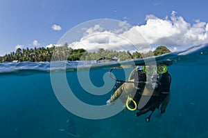 Scuba diver at the surface