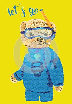 Scuba diver teddy bear drawing