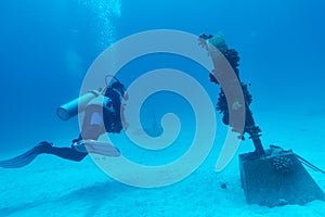 Scuba Diver at Underwater Tsunami Memorial