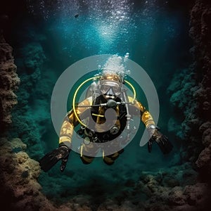 Scuba divers in the ocean, Underwater exploration