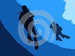 Scuba Divers Underwater