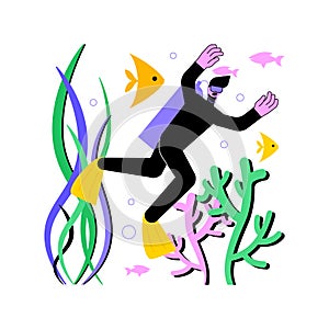 Scuba diving abstract concept vector illustration.