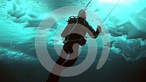 Scuba diving in Arctic at geographic North Pole.