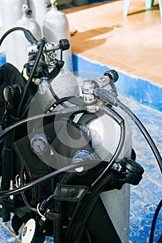 Scuba diving equipment, tank and regulators