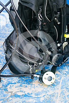 Scuba diving equipment, tank and regulators