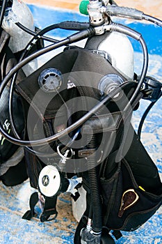 Scuba diving equipment, tank and regulators