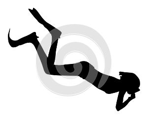 Scuba diving girl silhouette vector.