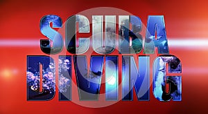 Scuba Diving Graphic Design - Transparent Text On Red Background