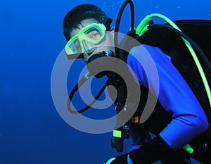 Scuba diving teenager